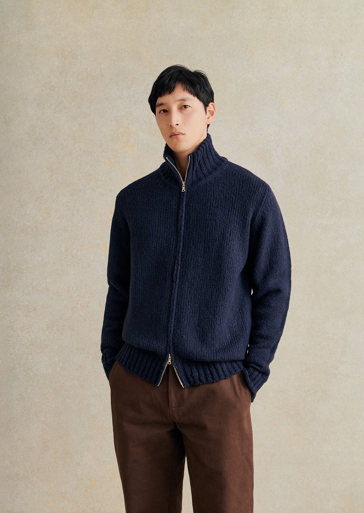 Zipped mock neck jumper