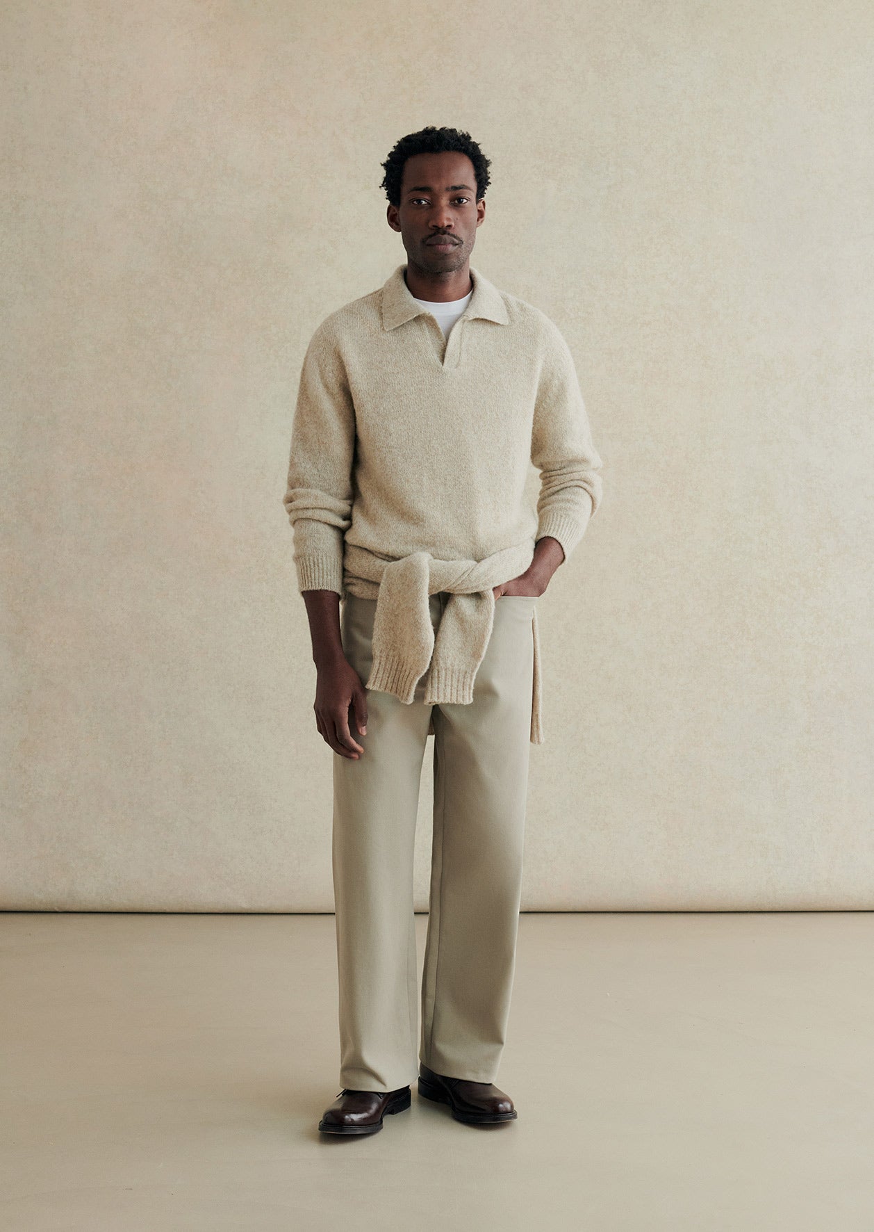 Knitted long sleeve polo