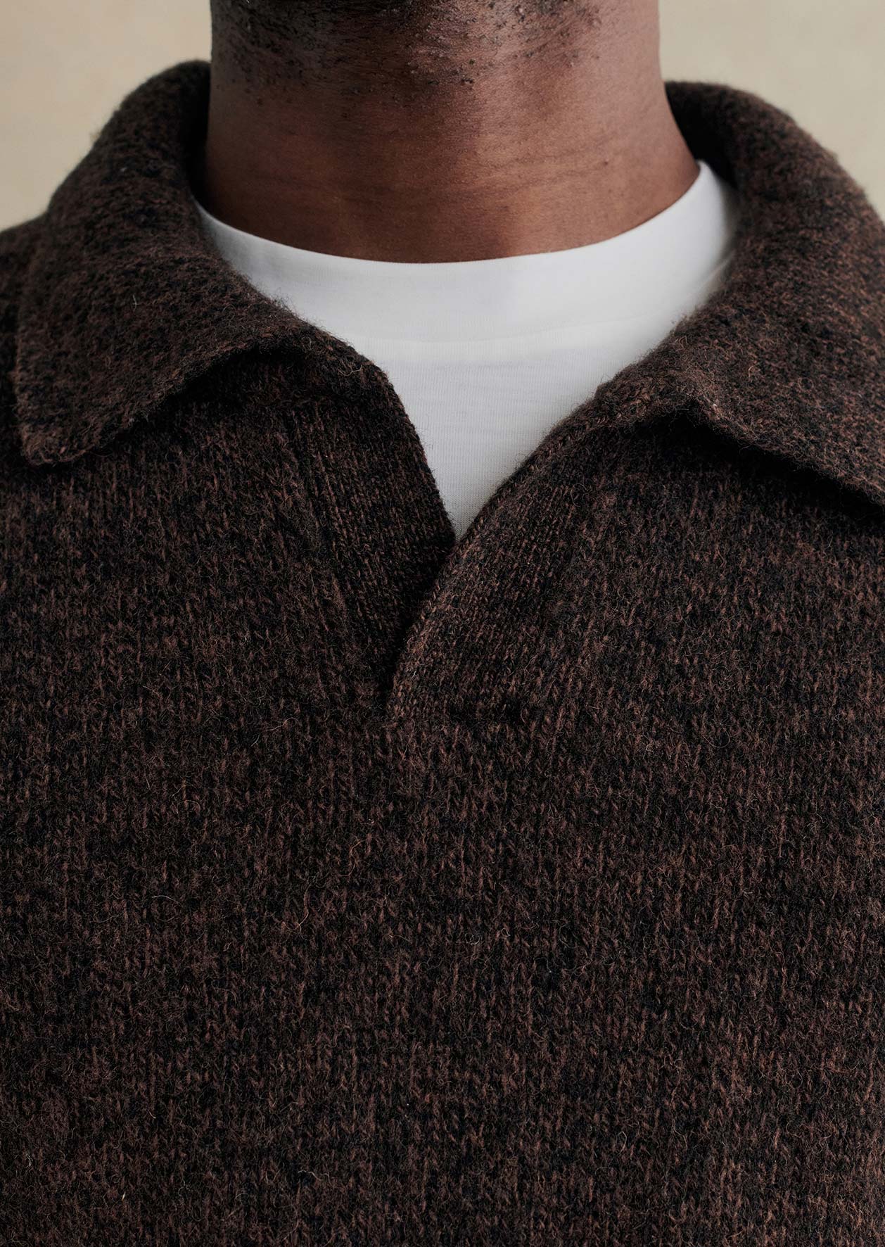 Knitted long sleeve polo