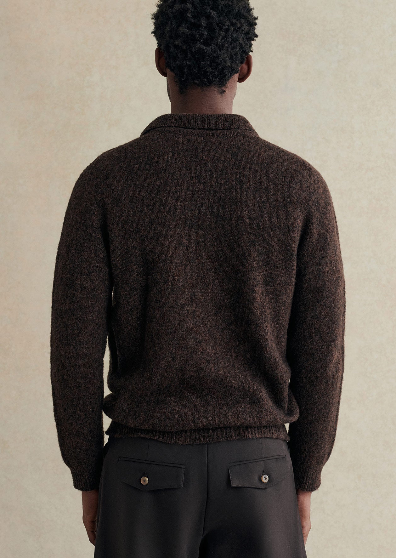 Knitted long sleeve polo