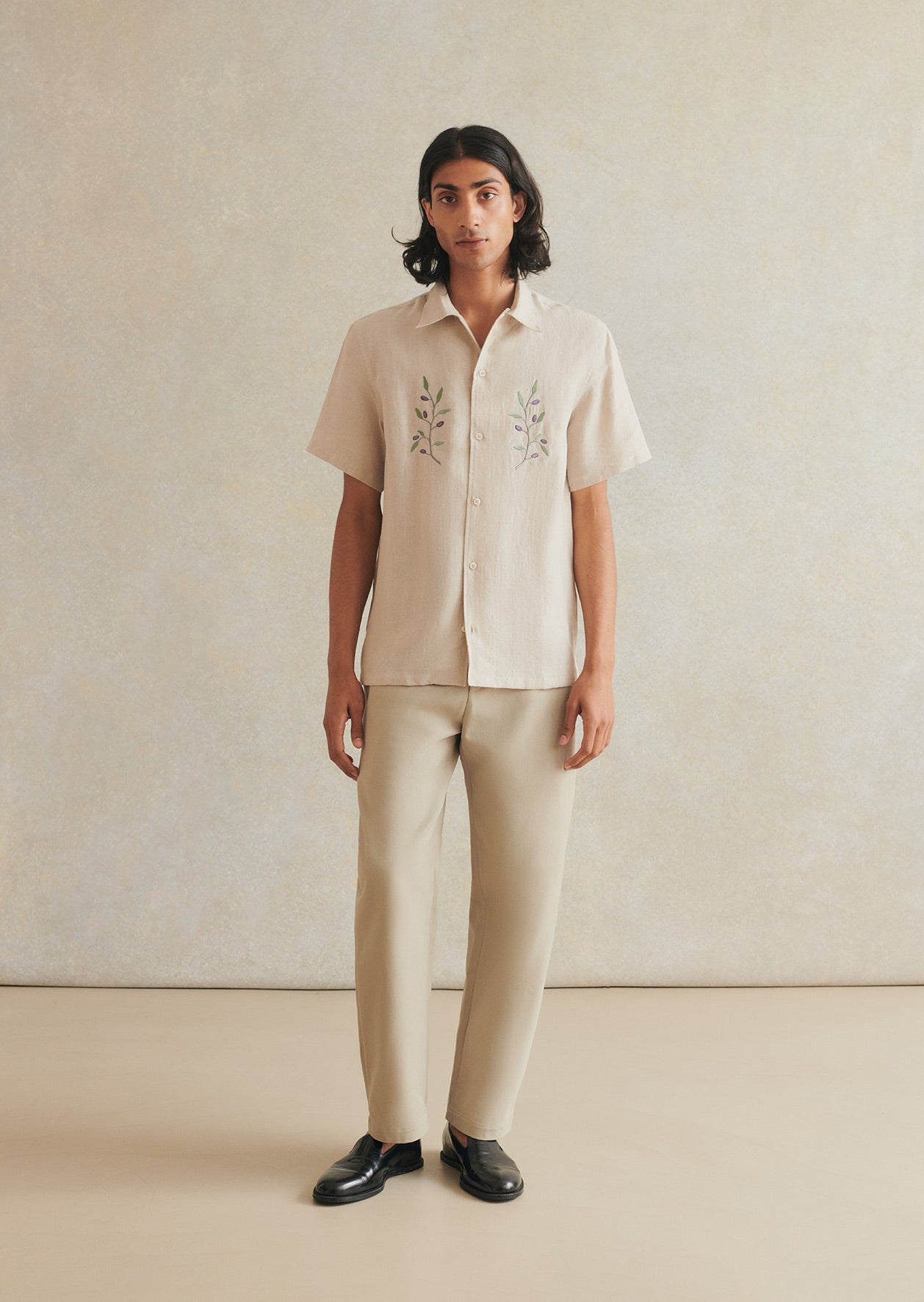Camp Collar Embroidered Shirt