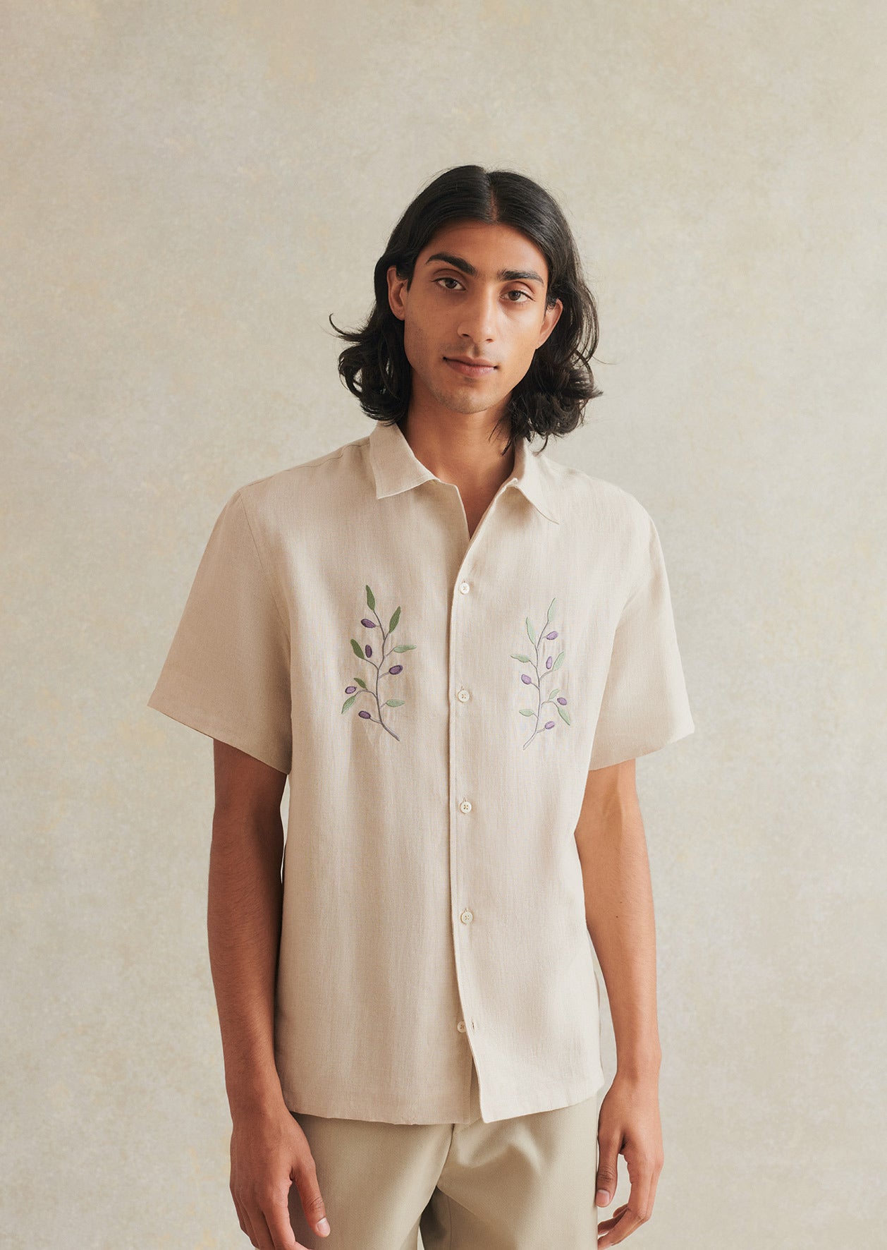 Camp Collar Embroidered Shirt