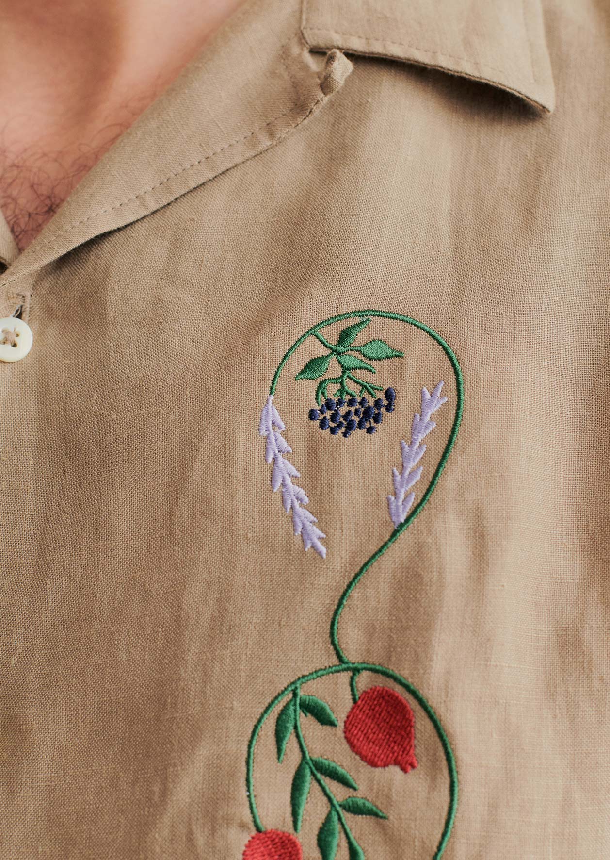 Camp Collar Embroidered Shirt