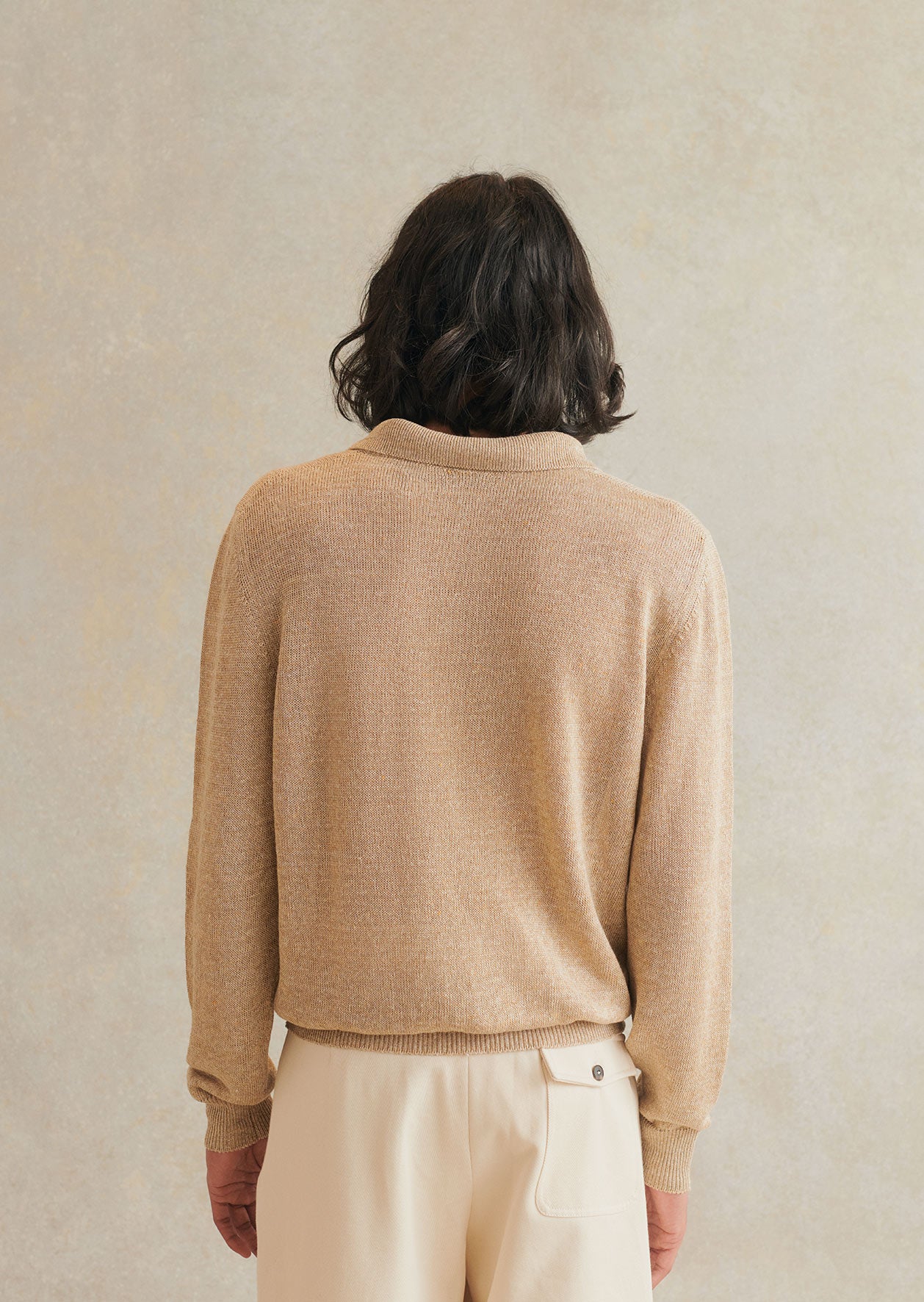 Knitted Long-Sleeved Polo