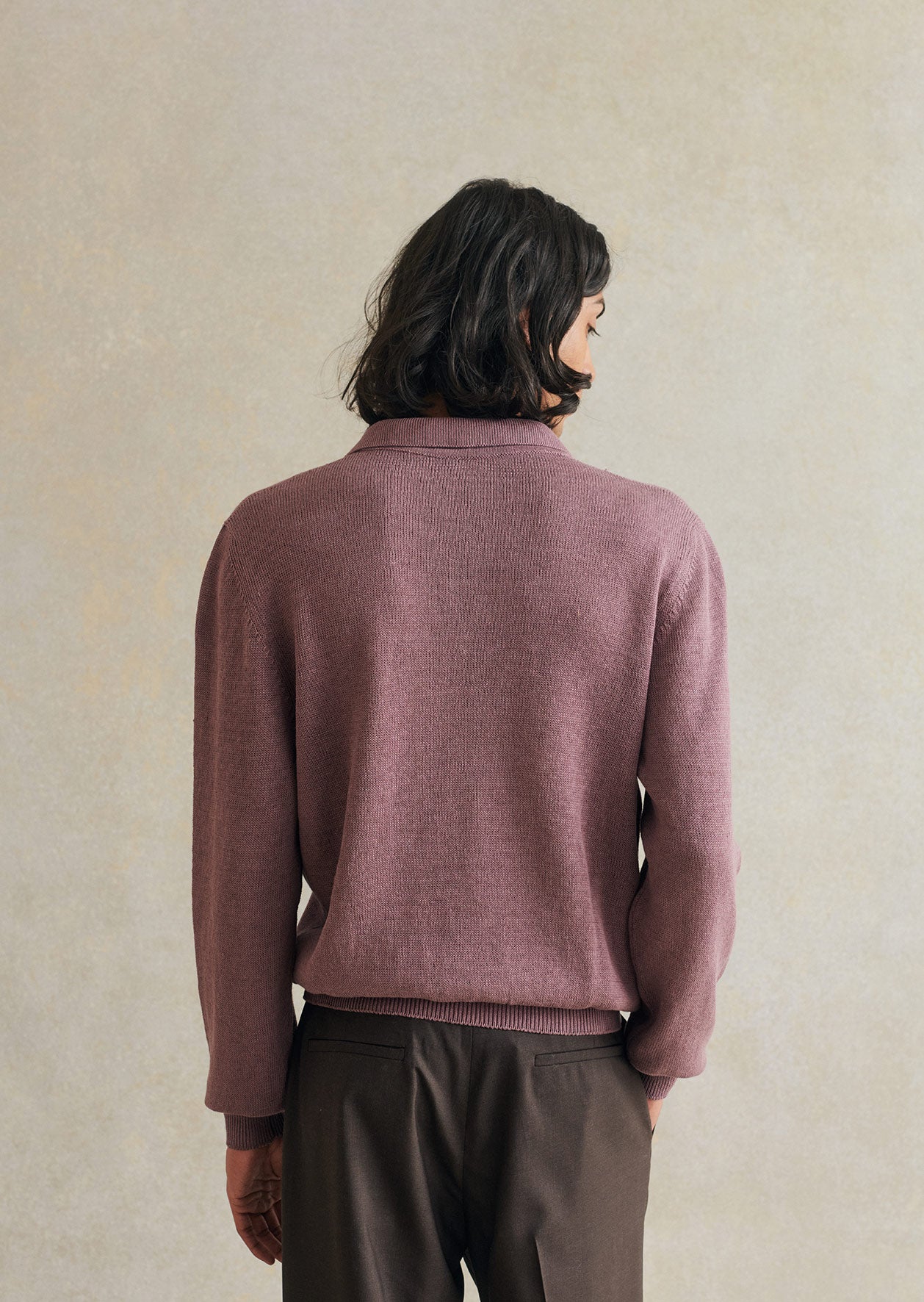 Knitted Long-Sleeved Polo