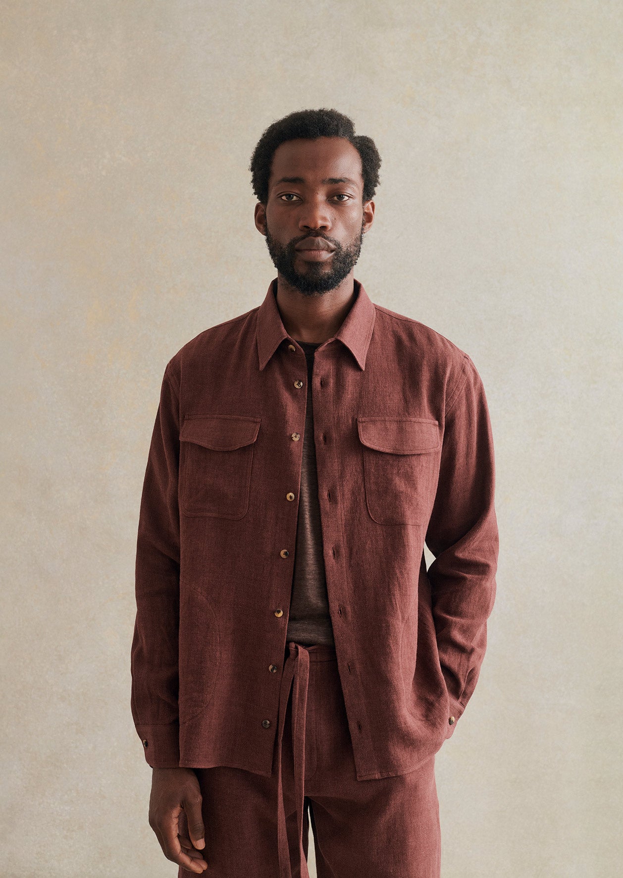 de bonne facture Surchemise Deux Poches Laine & Lin Belge