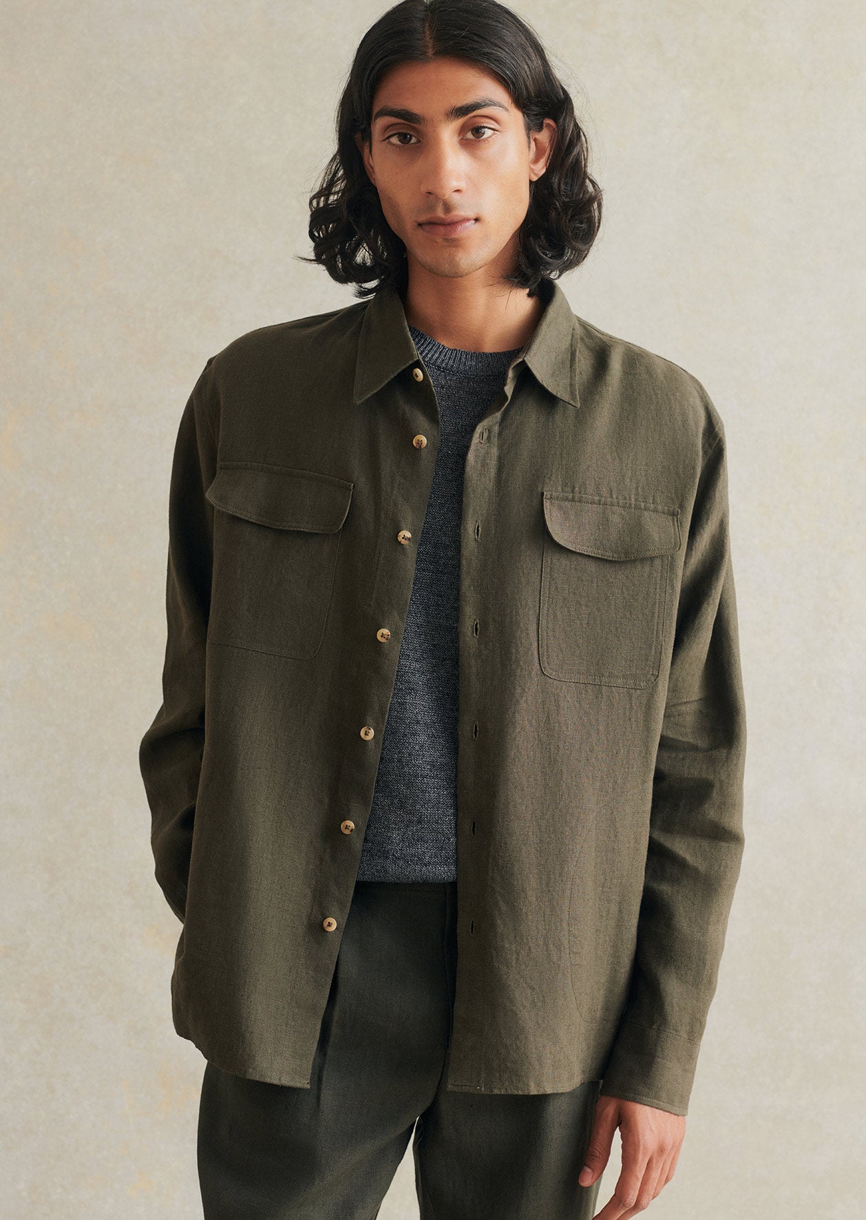 de bonne facture Surchemise Deux Poches Toile De Lin Belge