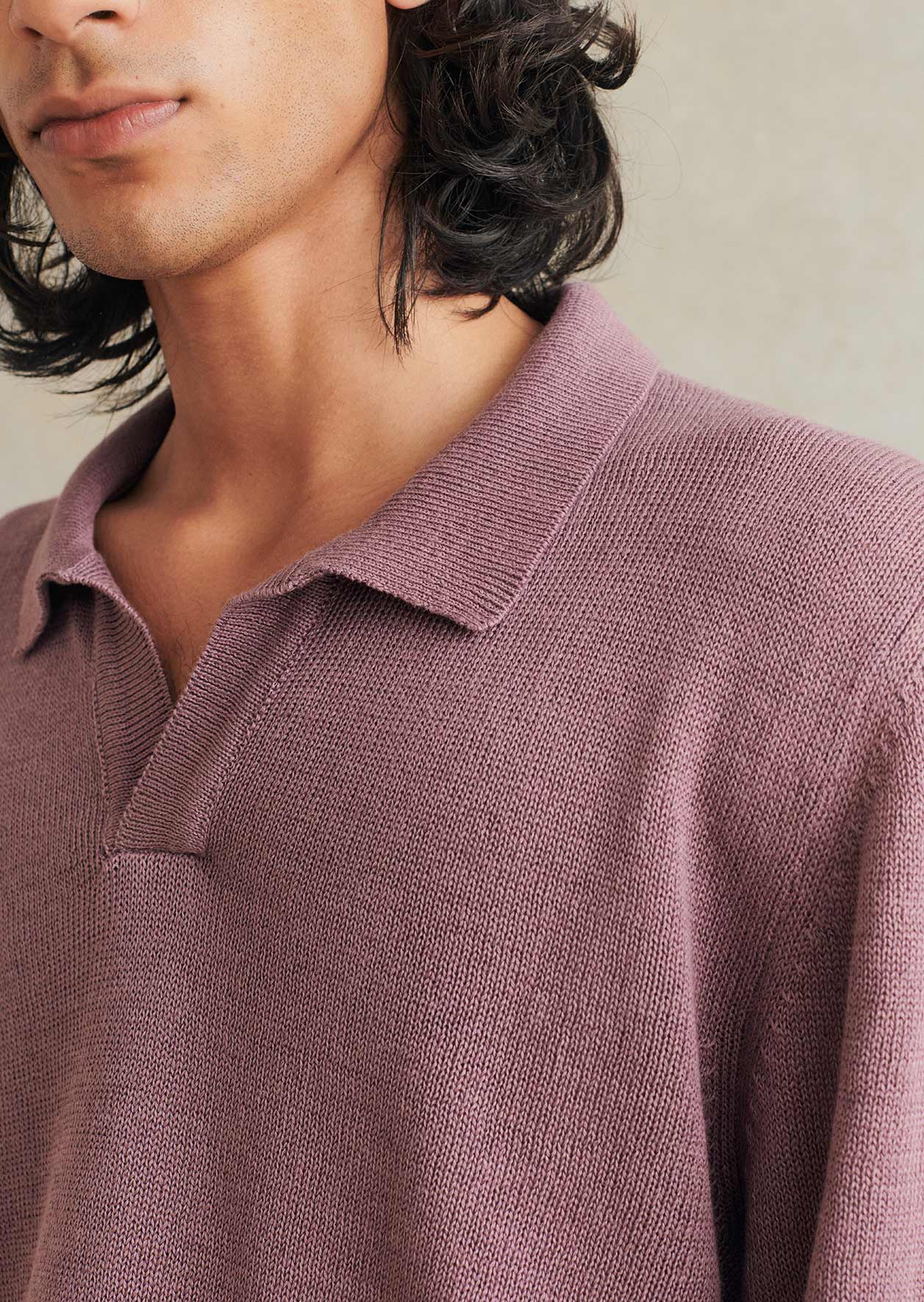 Knitted Long-Sleeved Polo