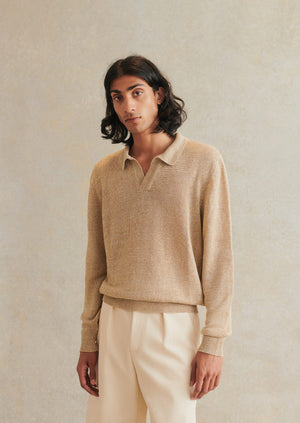 Knitted Long-Sleeved Polo