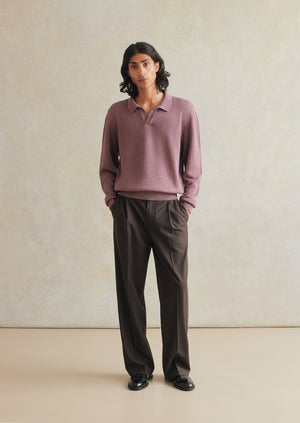 Knitted Long-Sleeved Polo