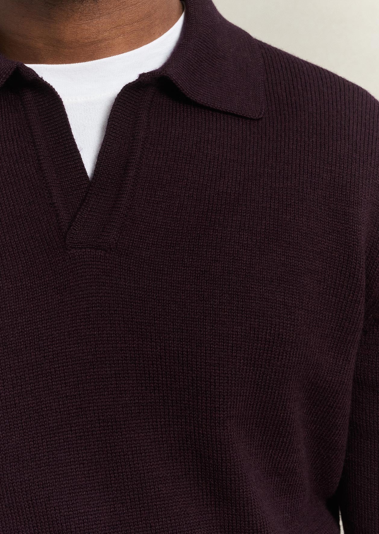Knitted long sleeve polo