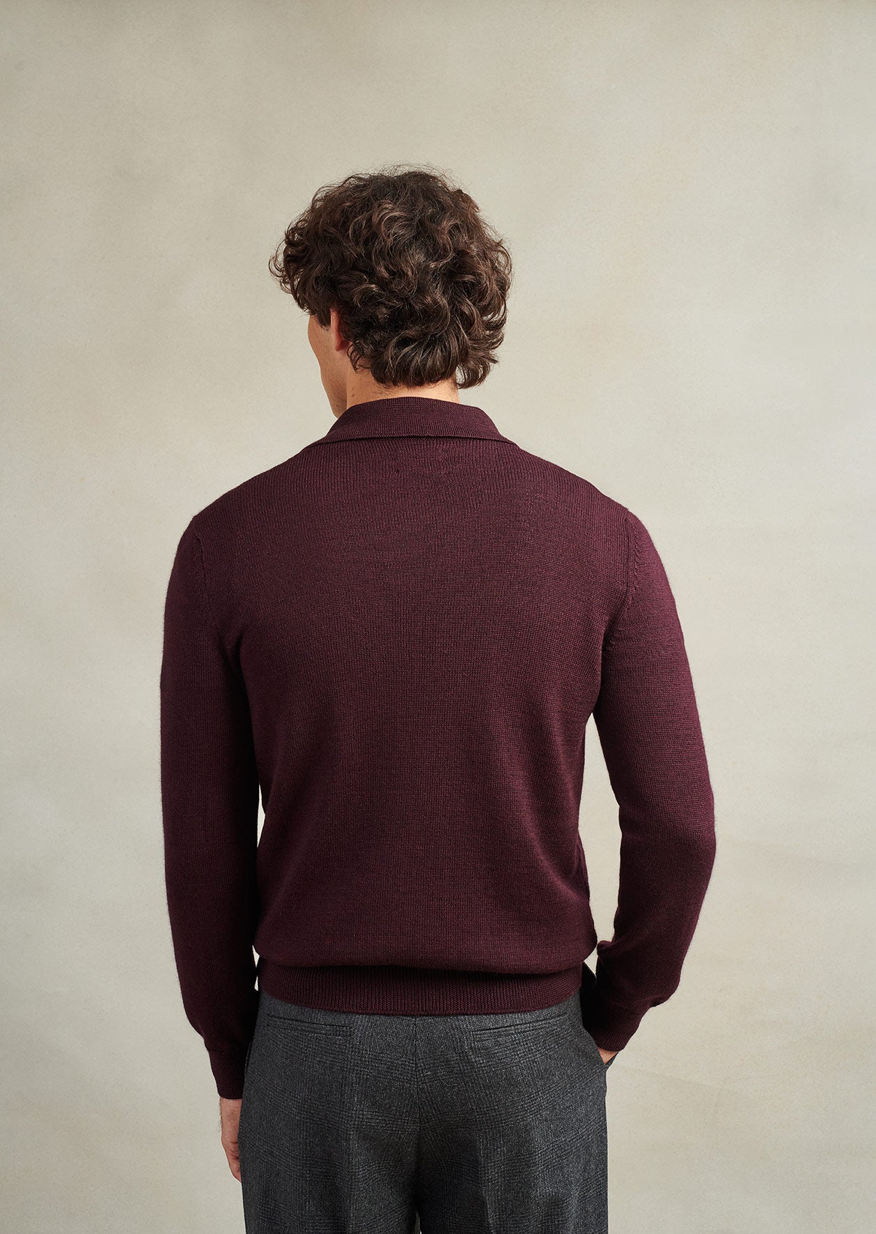 Knitted long sleeve polo