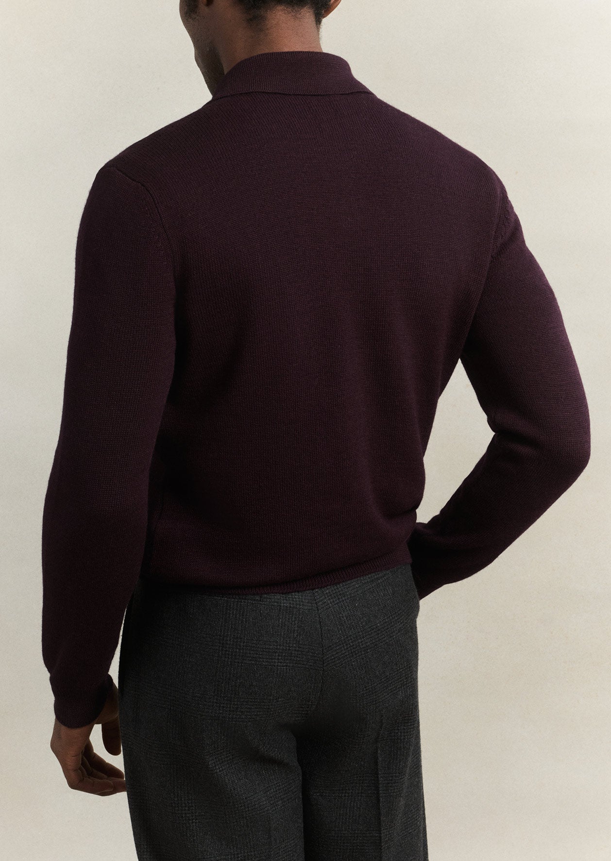 Knitted long sleeve polo