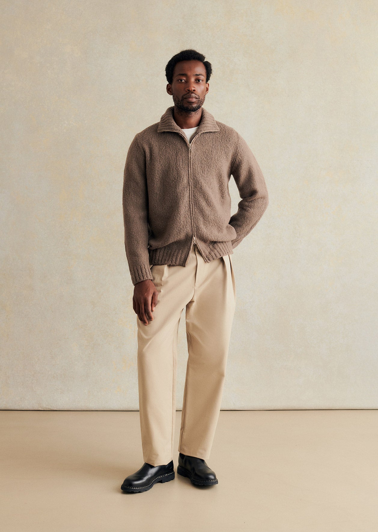 Zipped mock neck jumper