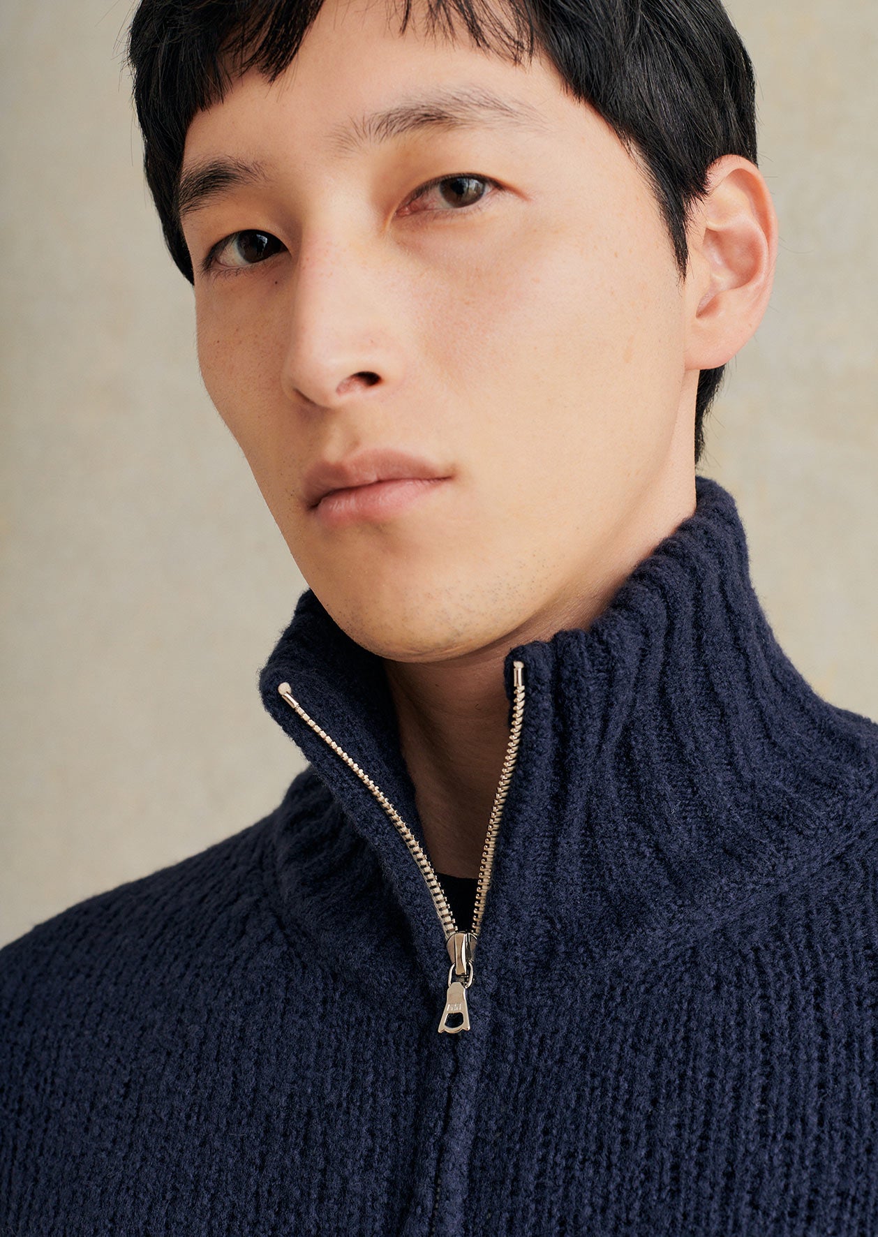 Zipped mock neck jumper