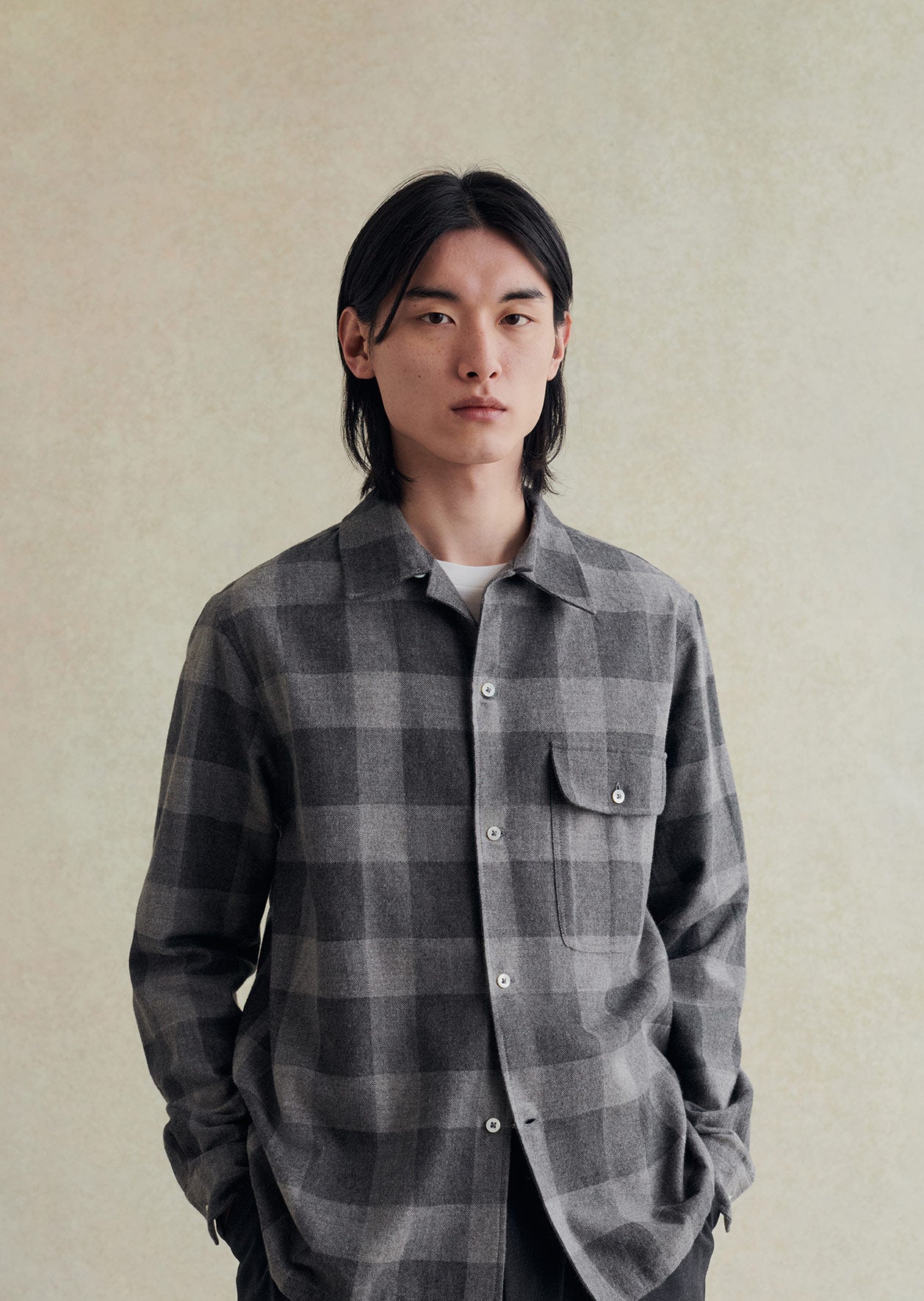 Camp collar long sleeve shirt