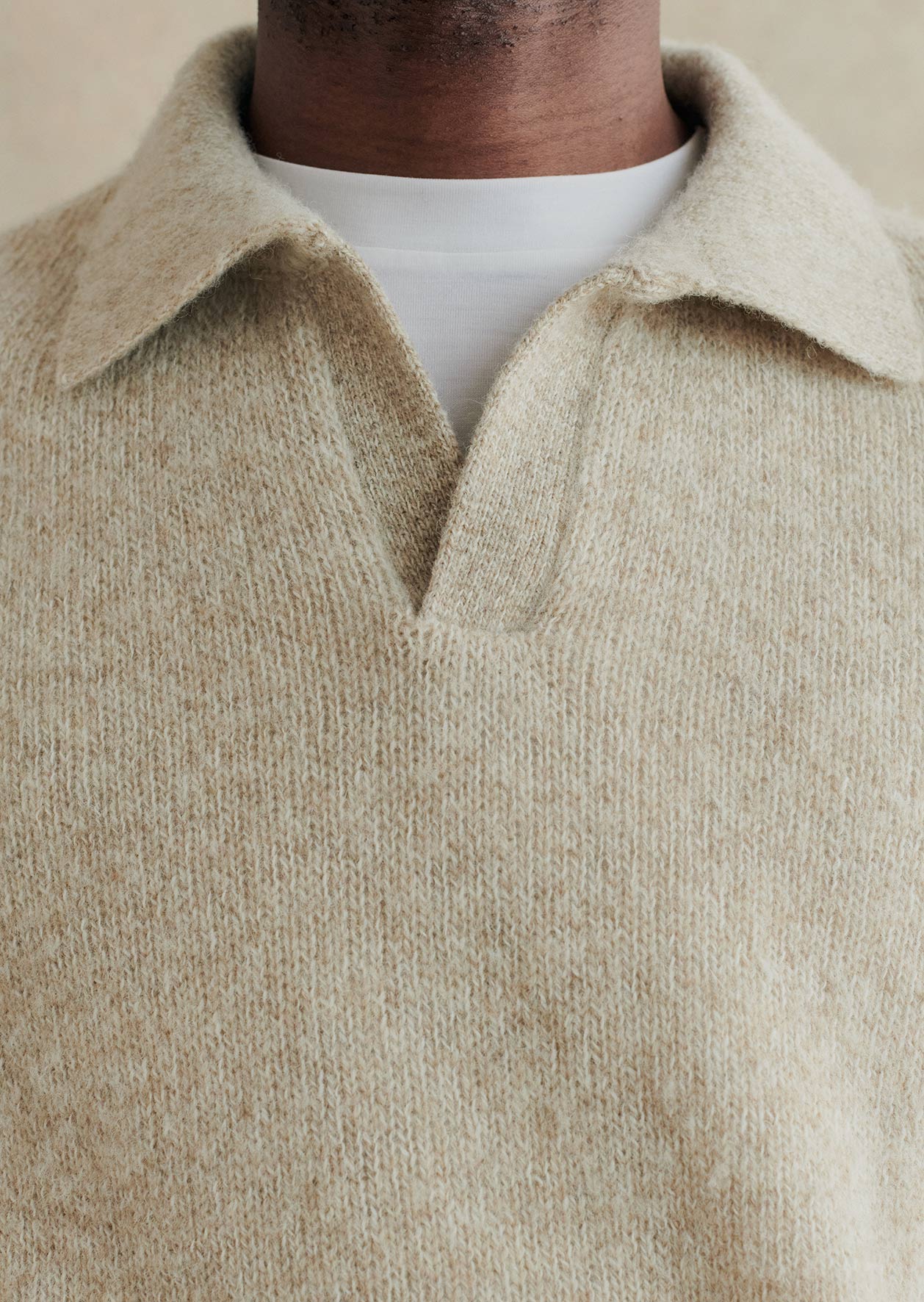 Knitted long sleeve polo