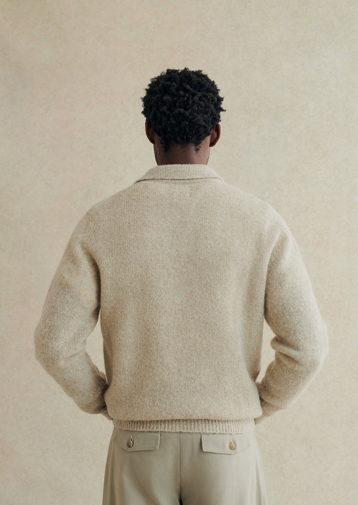 Knitted long sleeve polo