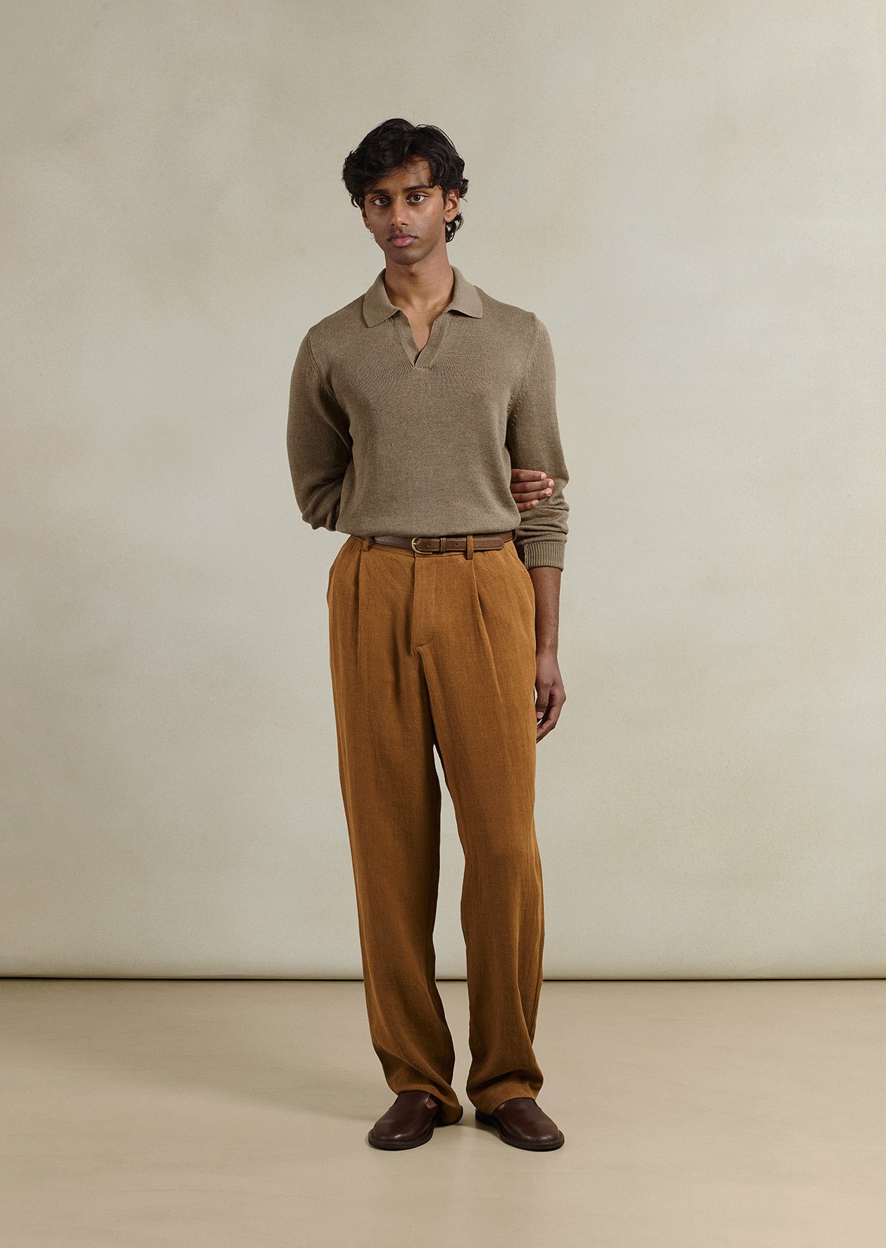 Knitted Long Sleeve Polo