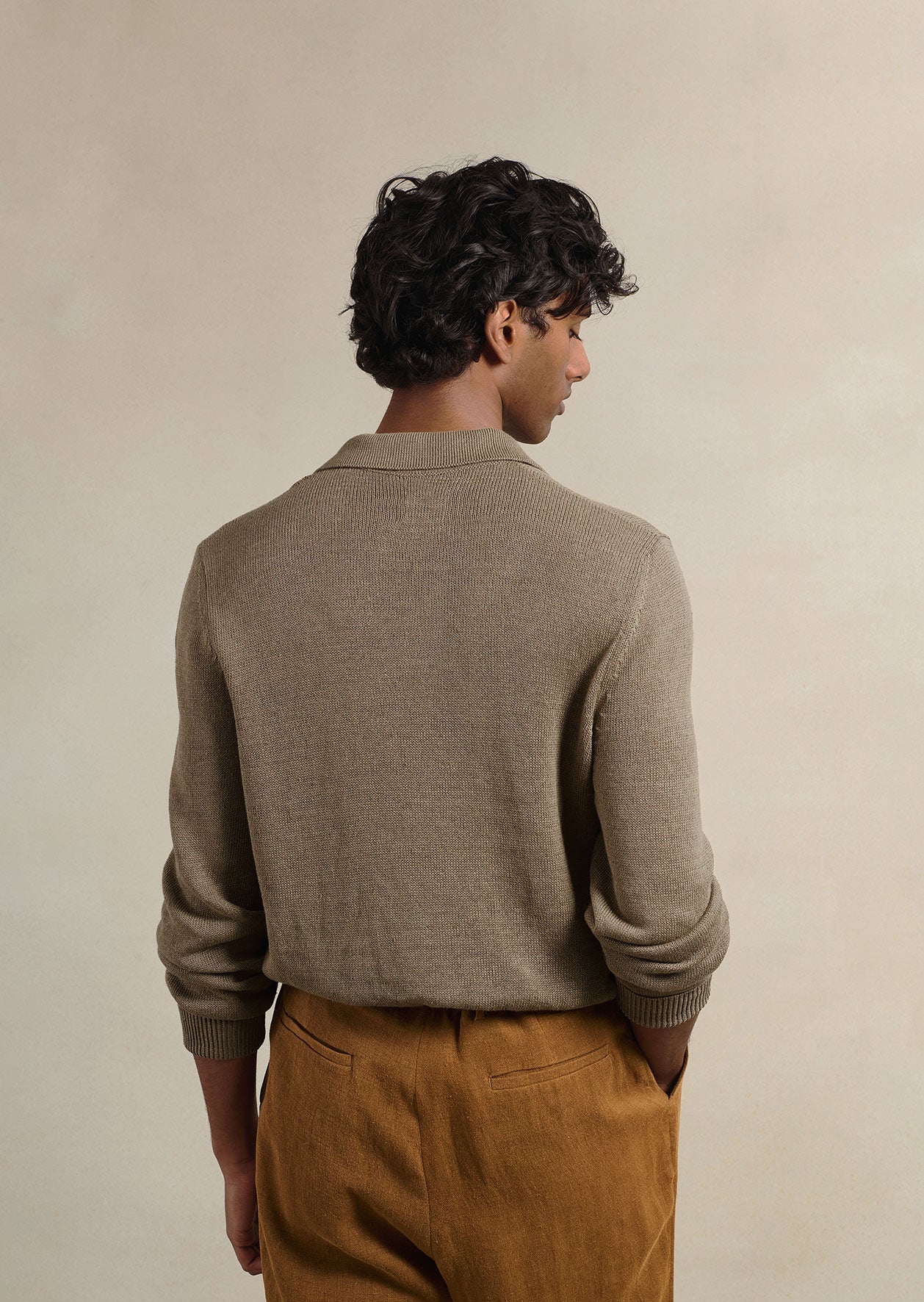 Knitted Long Sleeve Polo