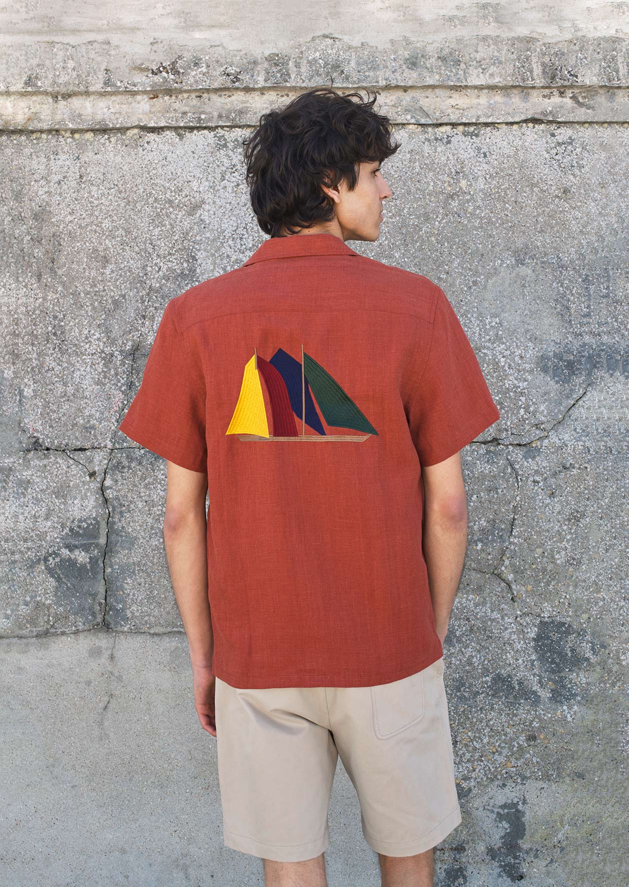 Embroidered Camp Collar Shirt