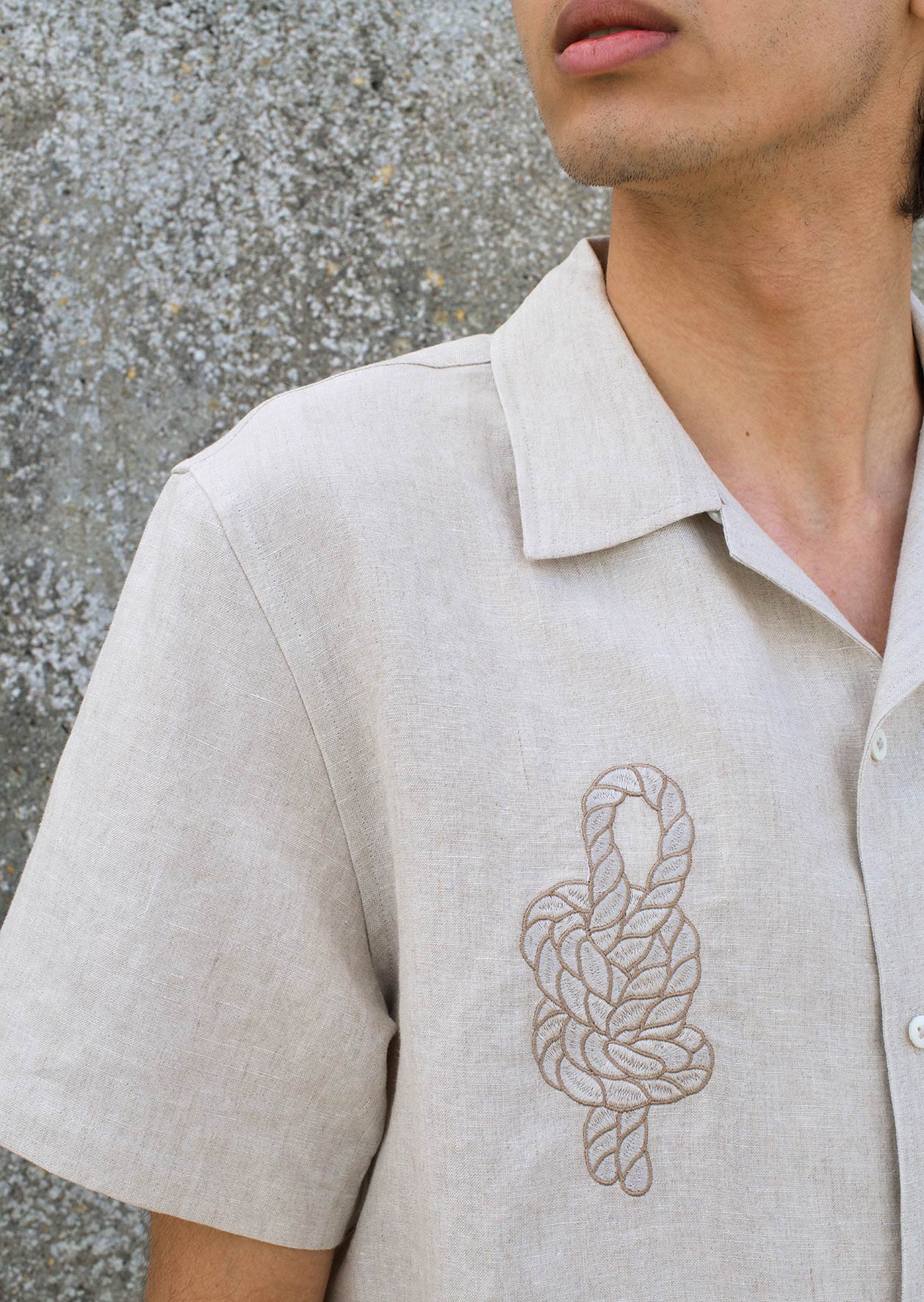Embroidered Camp Collar Shirt